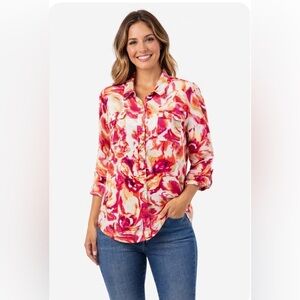 JM Collection Top Blouse Linen Button Down Shirts